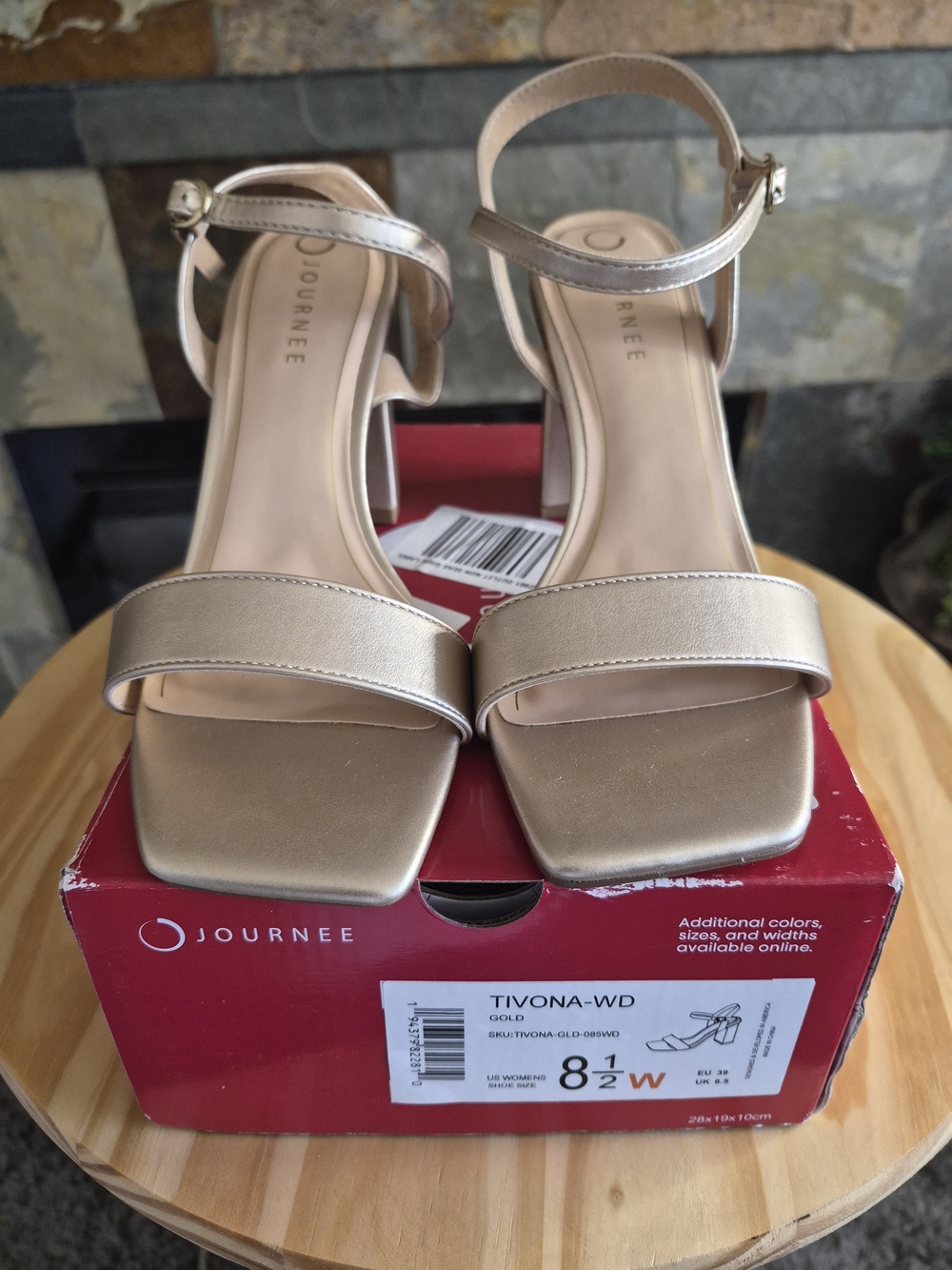 Journee Tivona Collection Gold Ankle-Strap Block Heel Sandals